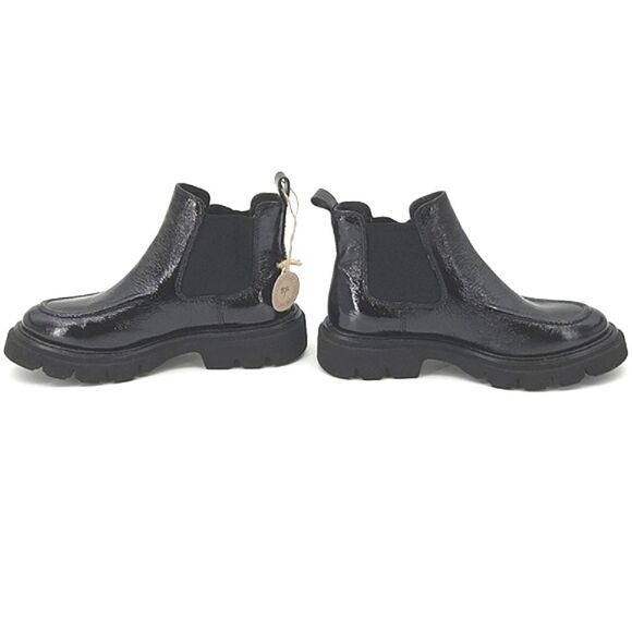 Sofft Samira Chelsea Boots Booties Womens Size 6 Black Crinkle Patent Leather - Picture 3 of 10